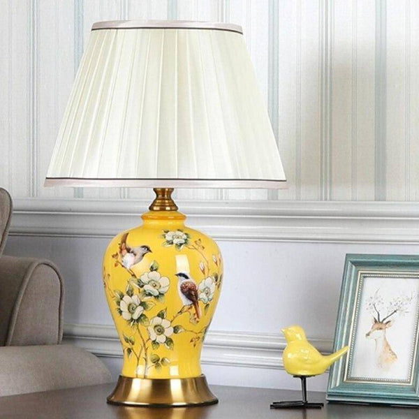 Lampe LED céramique et fleurs, style Japonais