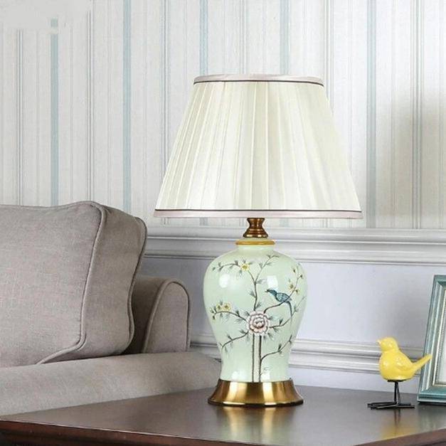 Lampe LED céramique et fleurs, style Japonais