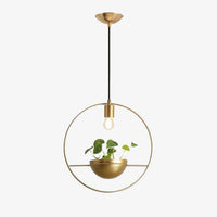 Suspension LED Luxe avec anneau doré et demi-sphère en métal