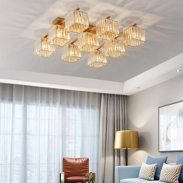 Plafonnier LED Luxe : Abat-jours en Verre Cristal