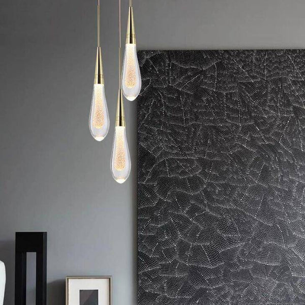 Suspension Luxury en verre cristal doré LED