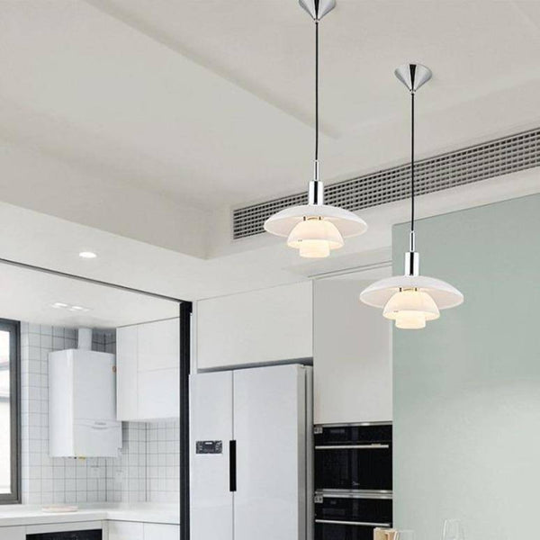 Suspension LED design en aluminium blanc Loft