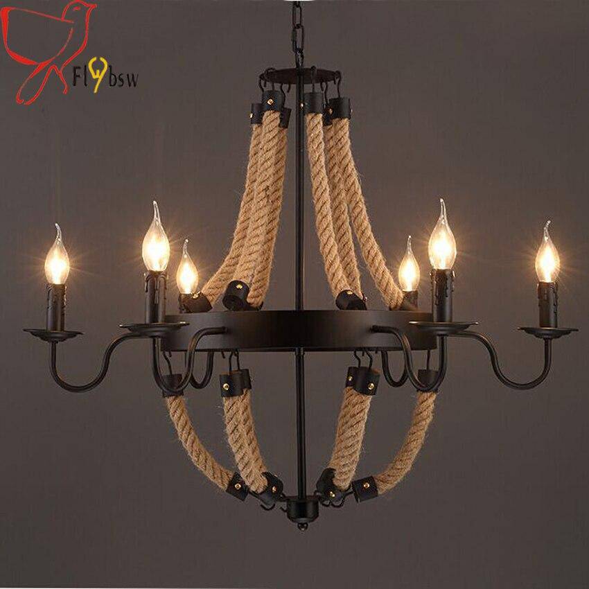 Lustre Rustique Métal & Cordages Flamme