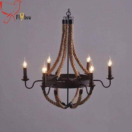 Lustre Rustique Métal & Cordages Flamme