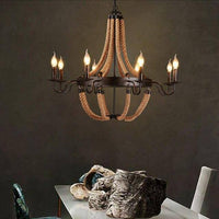 Lustre Rustique Métal & Cordages Flamme