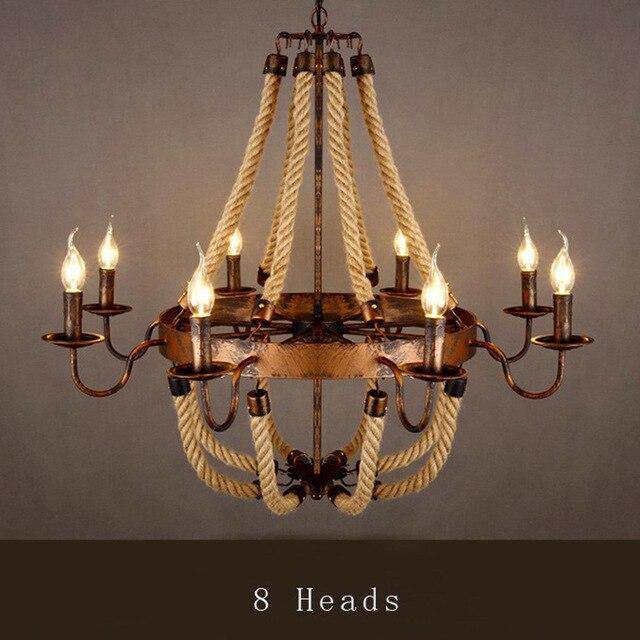 Lustre Rustique Métal & Cordages Flamme