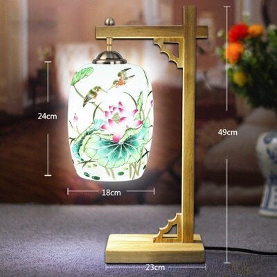 Lampe potence chinoise en bois