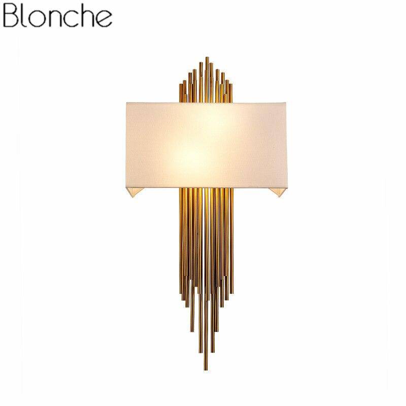 Applique murale LED dorée avec abat-jour blanc de luxe