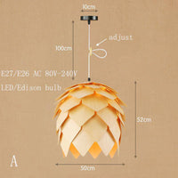 Suspension LED en bois en forme fleur naturelle