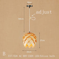 Suspension LED en bois en forme fleur naturelle