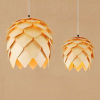 Suspension LED en bois en forme fleur naturelle