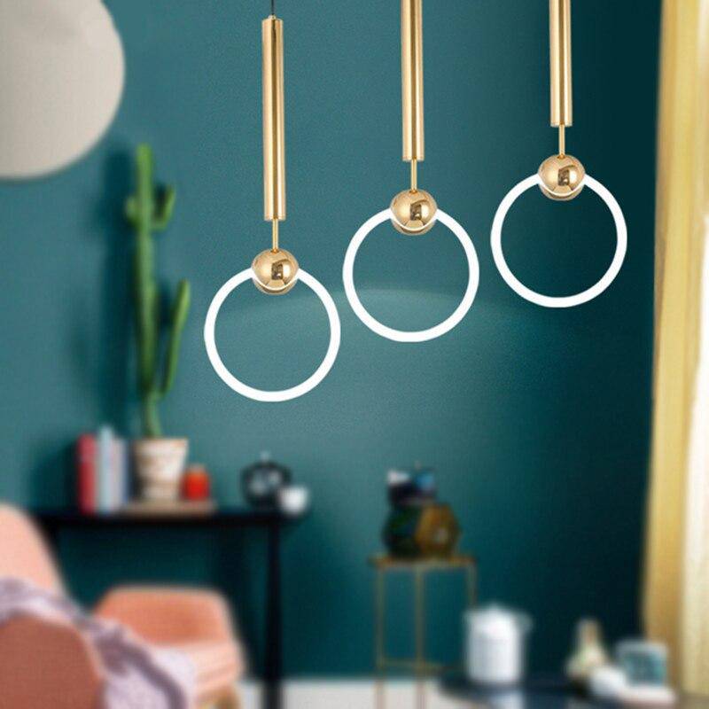 Suspension LED design ronde avec support doré Jaxlong