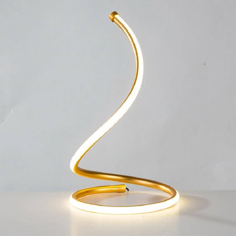 Lampe à poser LED en spirale blanche ou dorée design et minimaliste