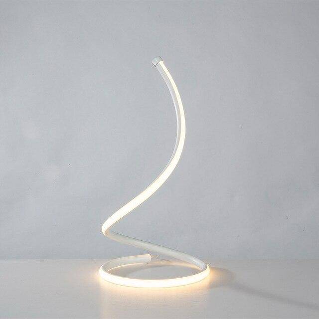 Lampe à poser LED en spirale blanche ou dorée design et minimaliste