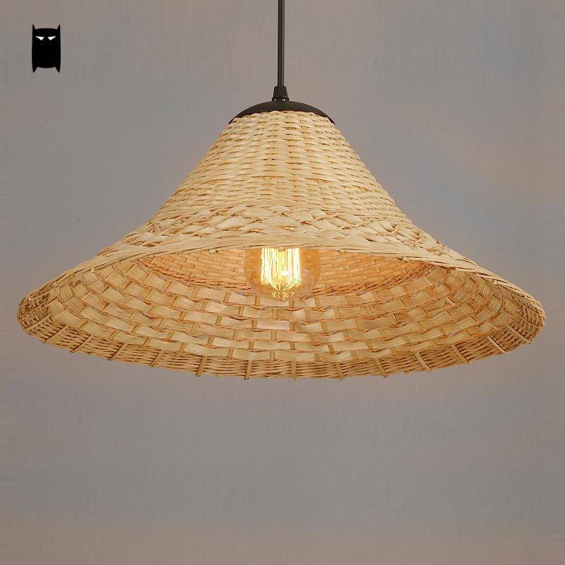 Suspension rustique LED en rotin