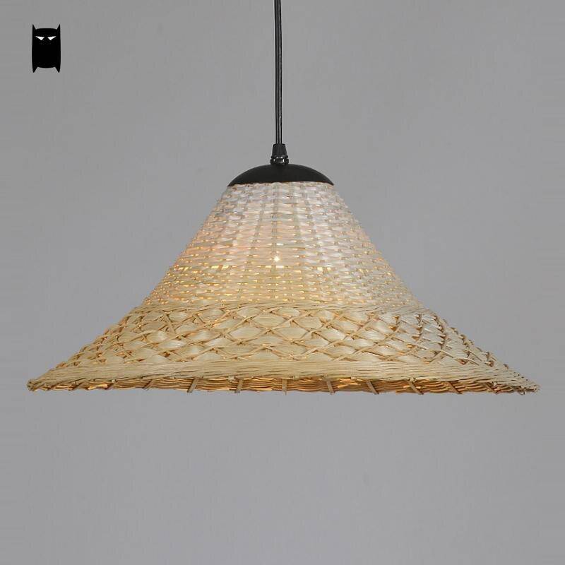 Suspension rustique LED en rotin