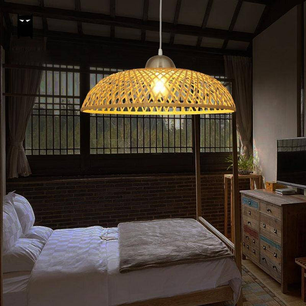 Suspension LED Rustic Asian Rotin