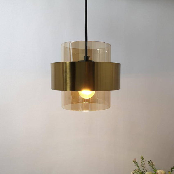 Suspension LED Glamour en Verre et Métal Doré
