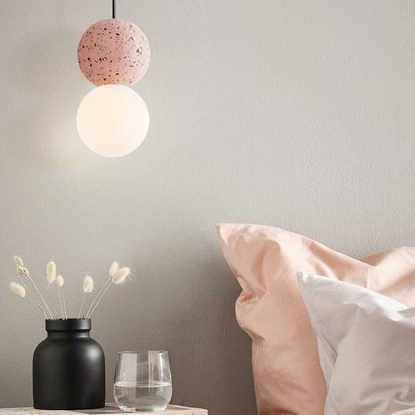 Suspension LED Terrazzo en Boule en Ciment