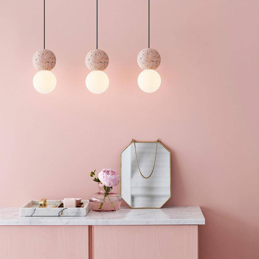 Suspension LED Terrazzo en Boule en Ciment