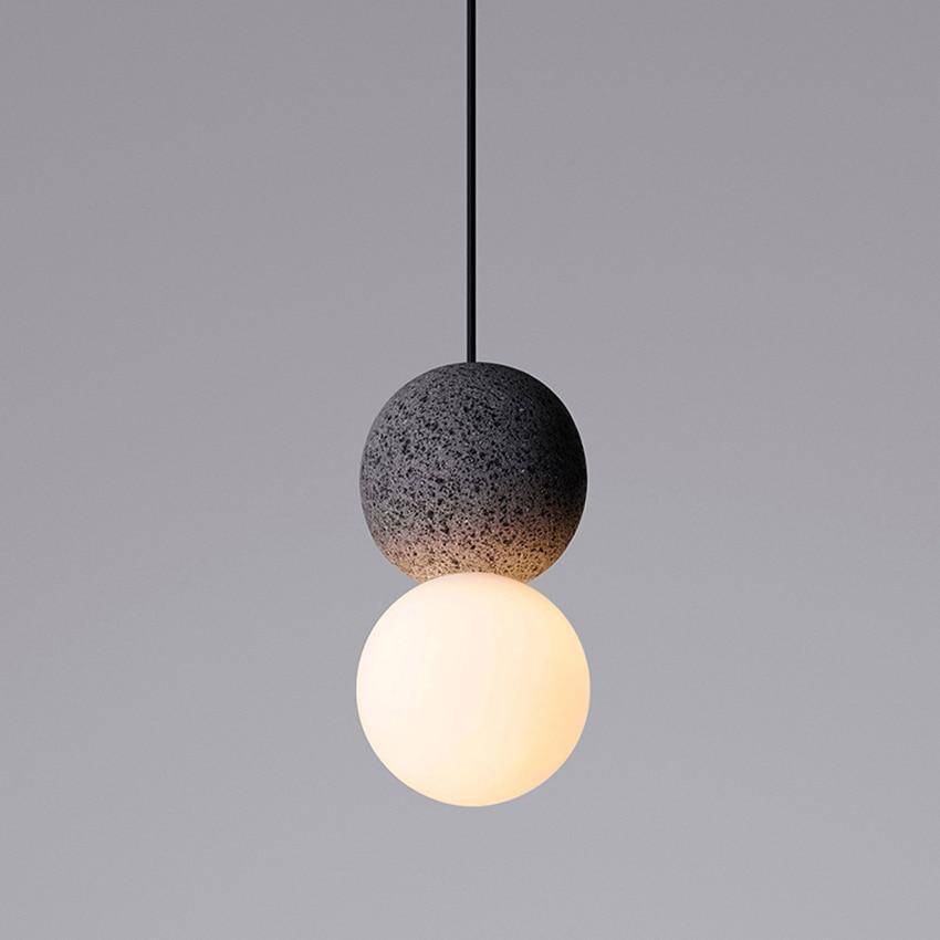 Suspension LED Terrazzo en Boule en Ciment