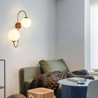 Applique murale LED Double Boule Verre Dorée