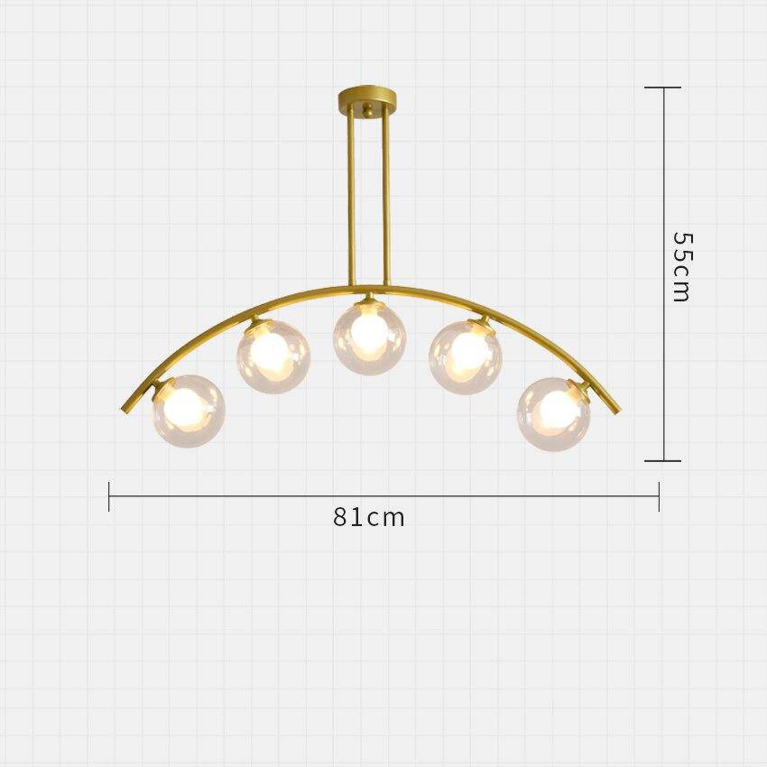 Lustre Luxury LED Bras Doré et Boules en Verre