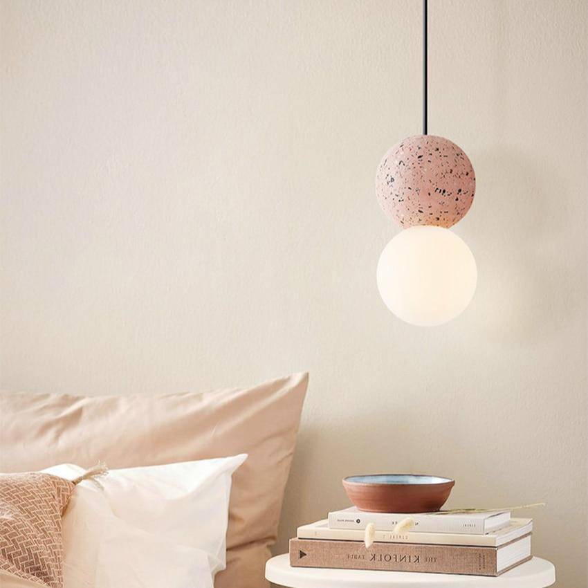 Suspension LED Terrazzo en Boule en Ciment
