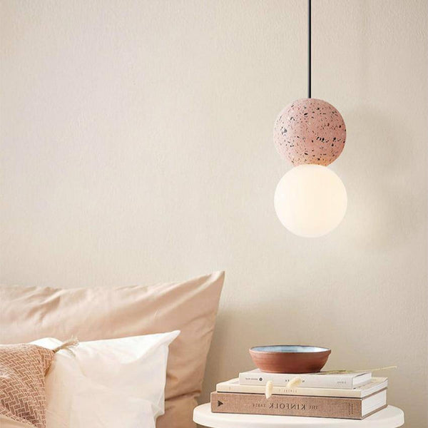 Suspension LED Terrazzo en Boule en Ciment