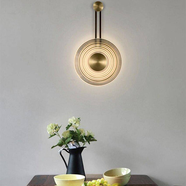 Applique murale LED dorée avec disque en verre - Style Loft
