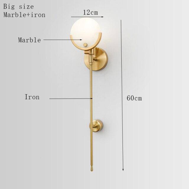 Applique murale LED Luxe en métal doré et marbre
