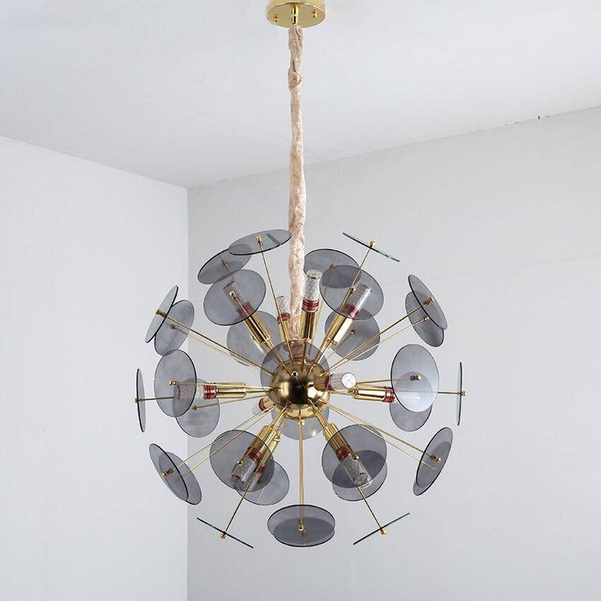 Lustre doré design avec plaques rondes fumées'aLuxury