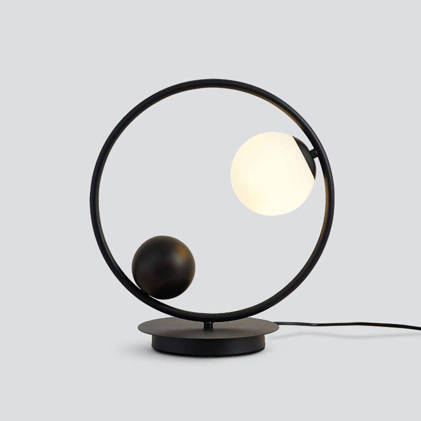 Lampe de chevet design Loft avec LED et anneau métallique