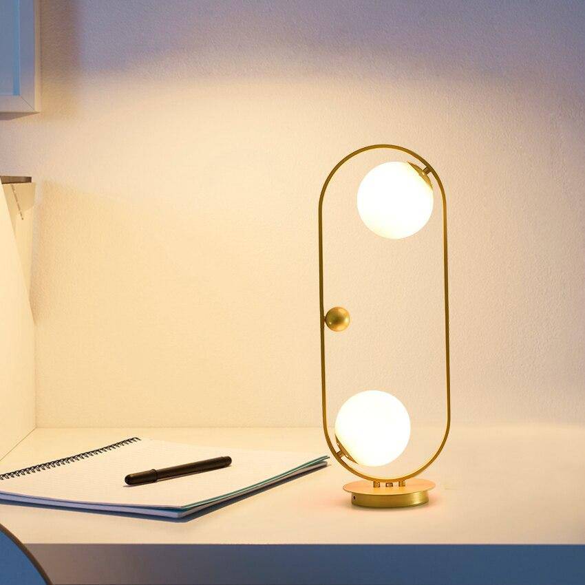 Lampe de chevet design Loft avec LED et anneau métallique