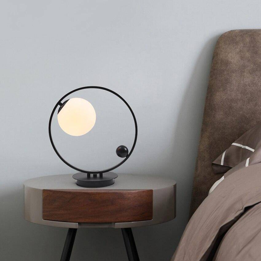 Lampe de chevet design Loft avec LED et anneau métallique