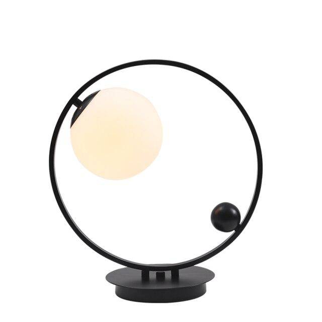 Lampe de chevet design Loft avec LED et anneau métallique