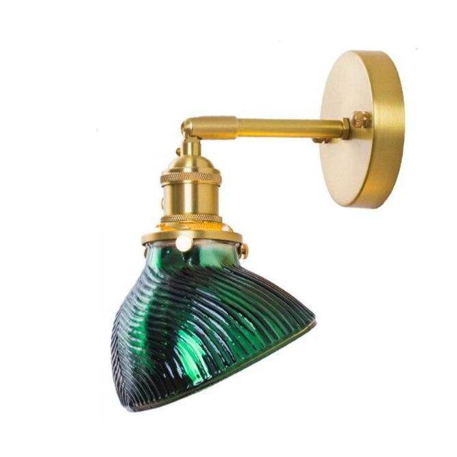 Applique murale rétro LED dorée verre émeraude