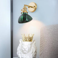 Applique murale rétro LED dorée verre émeraude