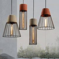 Suspension LED Rétro Café en Métal Style Cage