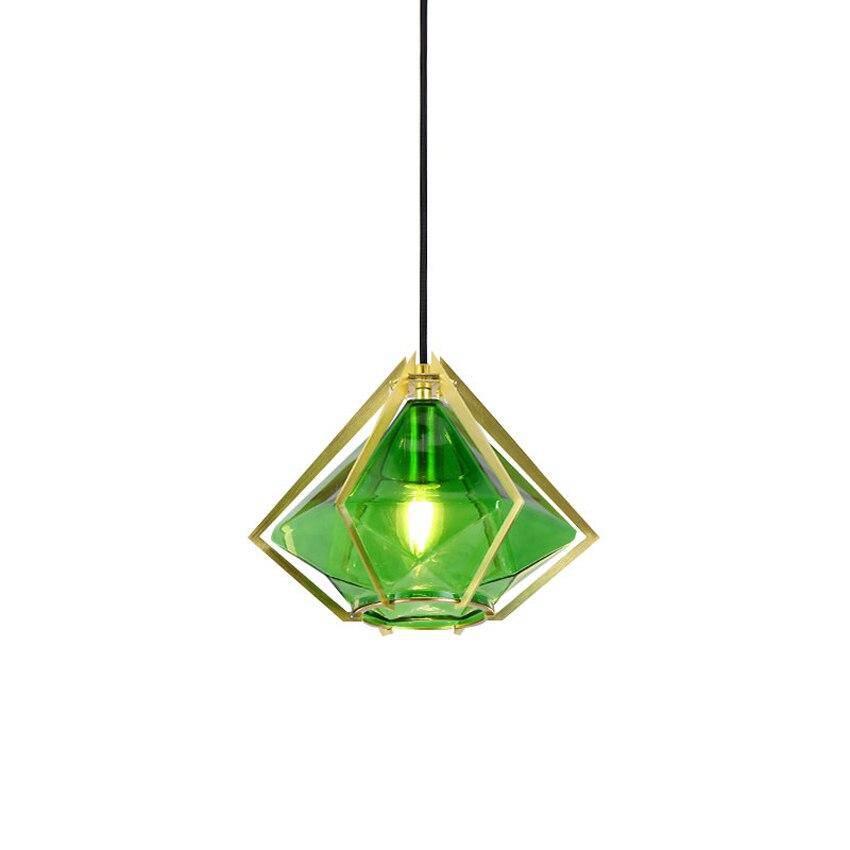 Suspension Diamond - Design Géométrique en Doré et Verre Coloré