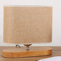 Lampe de chevet en bois avec abat-jour ovale