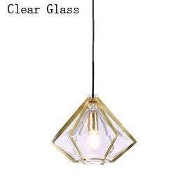 Suspension Diamond - Design Géométrique en Doré et Verre Coloré