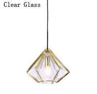 Suspension Diamond - Design Géométrique en Doré et Verre Coloré