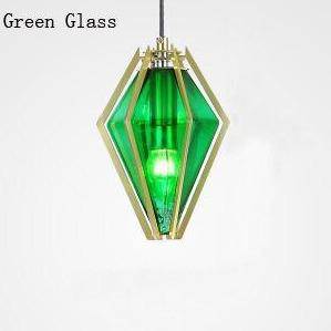 Suspension Diamond - Design Géométrique en Doré et Verre Coloré