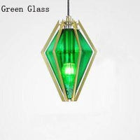 Suspension Diamond - Design Géométrique en Doré et Verre Coloré