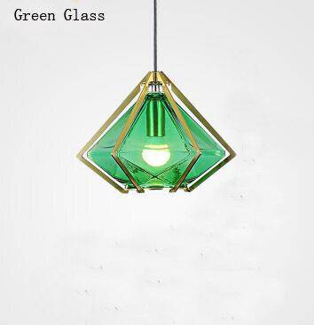 Suspension Diamond - Design Géométrique en Doré et Verre Coloré