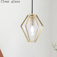 Suspension Diamond - Design Géométrique en Doré et Verre Coloré