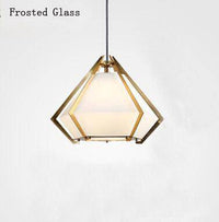 Suspension Diamond - Design Géométrique en Doré et Verre Coloré