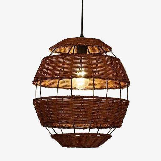 Suspension LED en rotin rustique en forme d'oeuf Rata.
