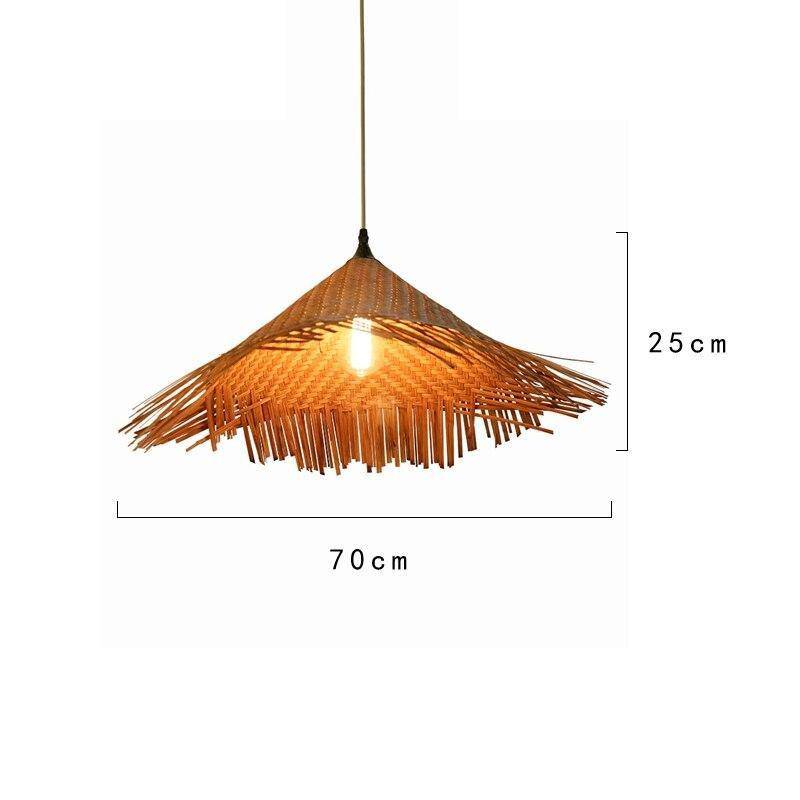 Suspension LED Rustique en Rotin Style Asian